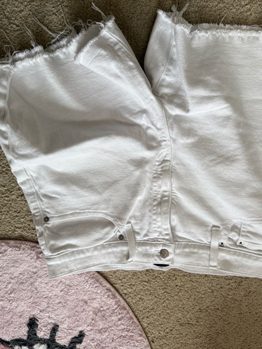 J. Crew White Denim Shorts with Frayed Label Detail